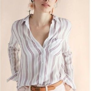 Express Boyfriend Shirt - Pink/Purple/White Stripe